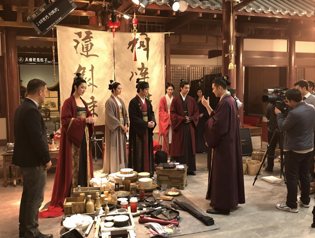 探花吃瓜网 - 古装剧拍摄现场传统服饰和道具布景